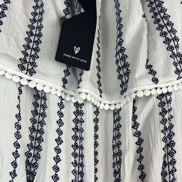 NWT Lulus Blue and White Off the Shoulder Romper - Picture 7 of 7